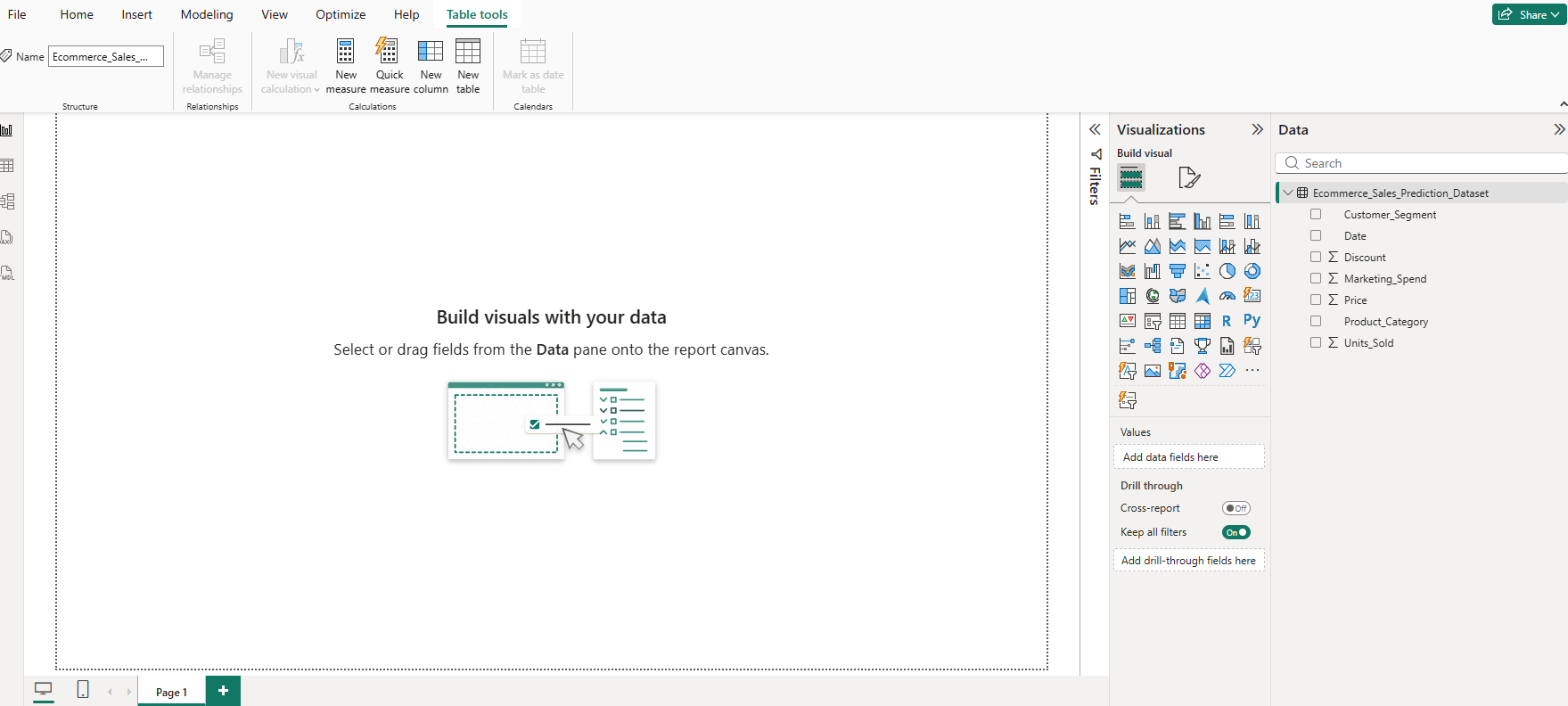 Step 4 – Drag fields onto the canvas to start building your report